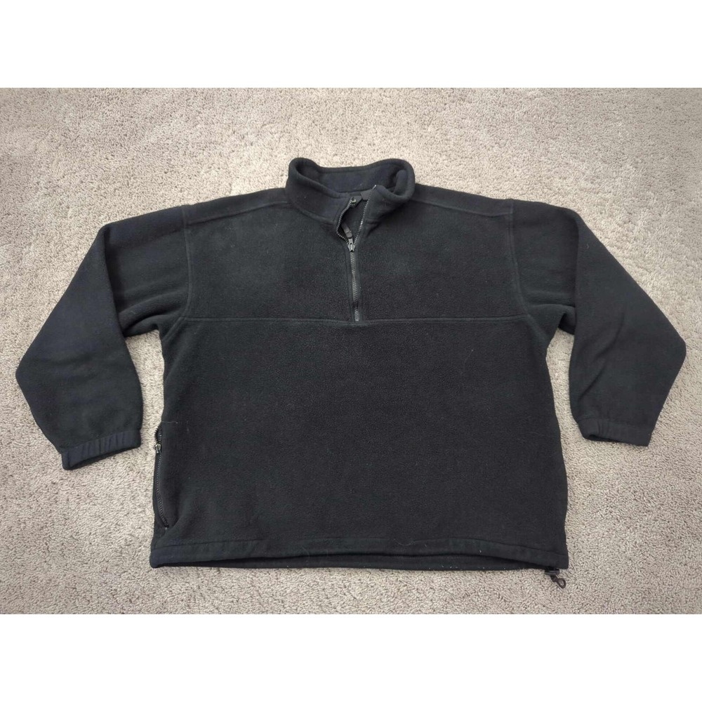 Eddie Bauer Pullover Sweater Mens Large Black 1/4 Zip Long Sleeve‎ Pockets